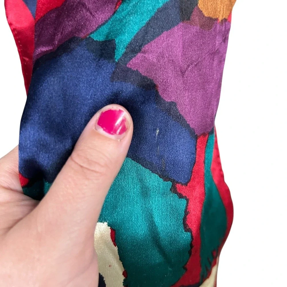 VTG Emme Johansson Silk Scarf Abstract Multicolor Artistic Modern Statement Wrap